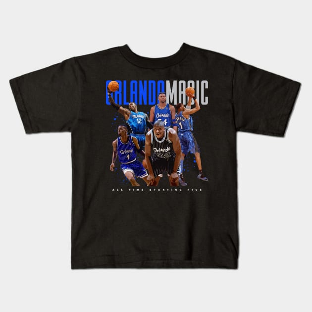 Orlando Magic All Time Starting Five Kids T-Shirt by Juantamad